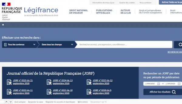 Le site web Légifrance en panne en raison d’une migration qui perdure
