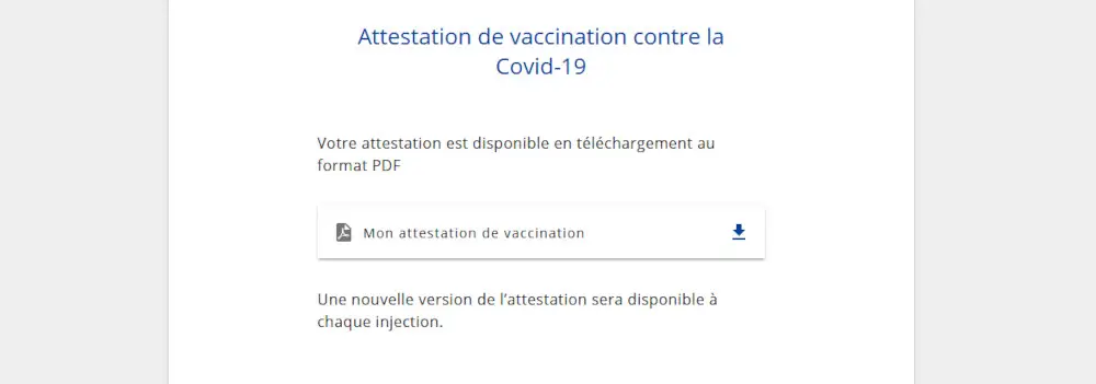 Télécharger l'attestation de vaccination