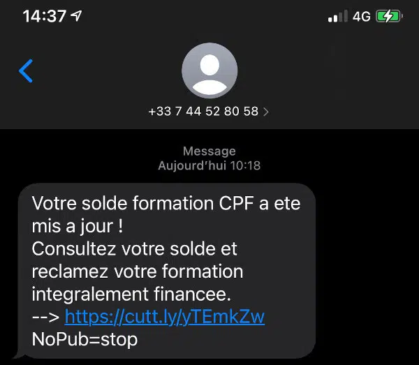 Escroquerie du compte personnel de formation (CPF) par SMS