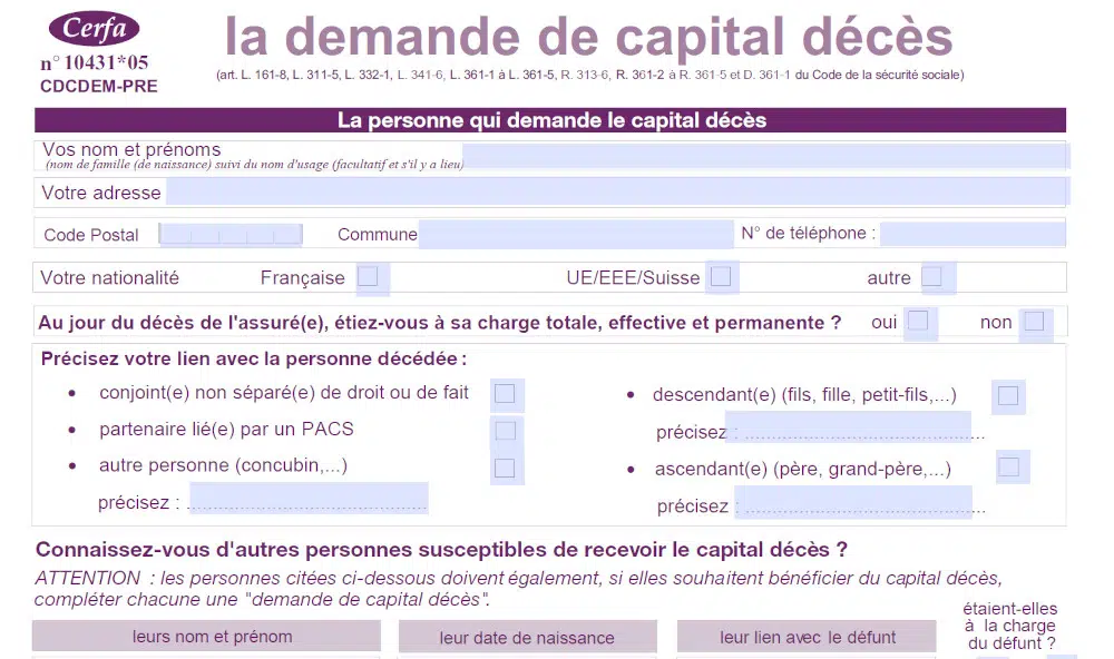 Télécharger un modèle de lettre de demande de versement du capital décès à la CPAM
