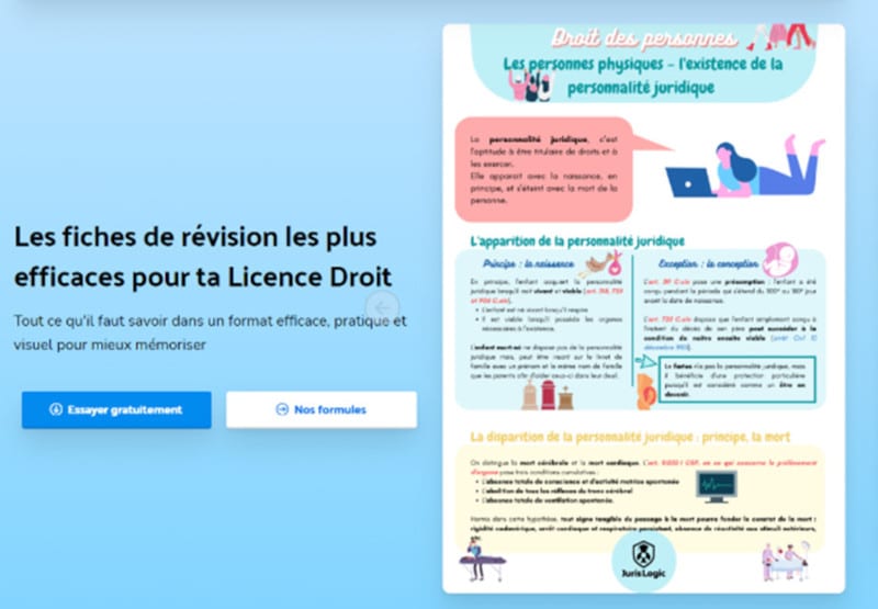 Des fiches de révision sur le droit avec Jurislogic
