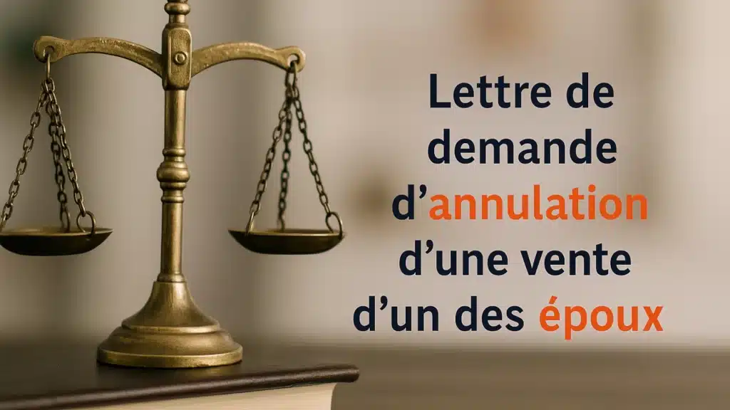 Modèle de lettre de demande d'annulation d'une vente d’un des époux gratuite