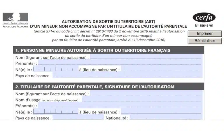 Modèle d’autorisation parentale pour une sortie ou voyage scolaire