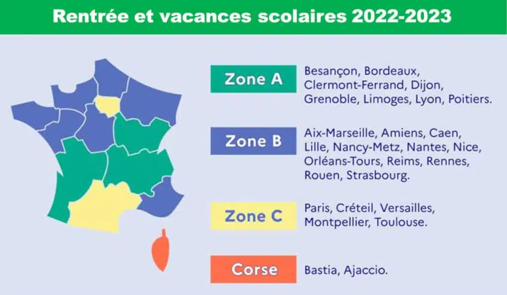 What is the school vacation calendar for France in 2023?