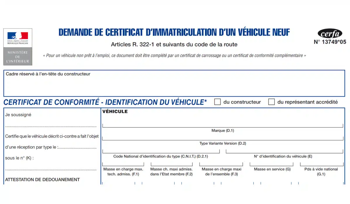 Télécharger la dernière version officielle et gratuite du formulaire CERFA 13749*05