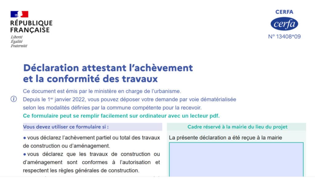 Télécharger la dernière version officielle du formulaire Cerfa 13408*09