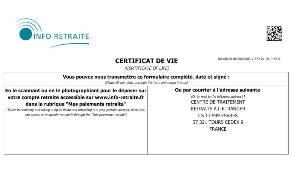 Télécharger la dernière version officielle et gratuite du formulaire du certificat de vie du retraité résidant à l'étranger