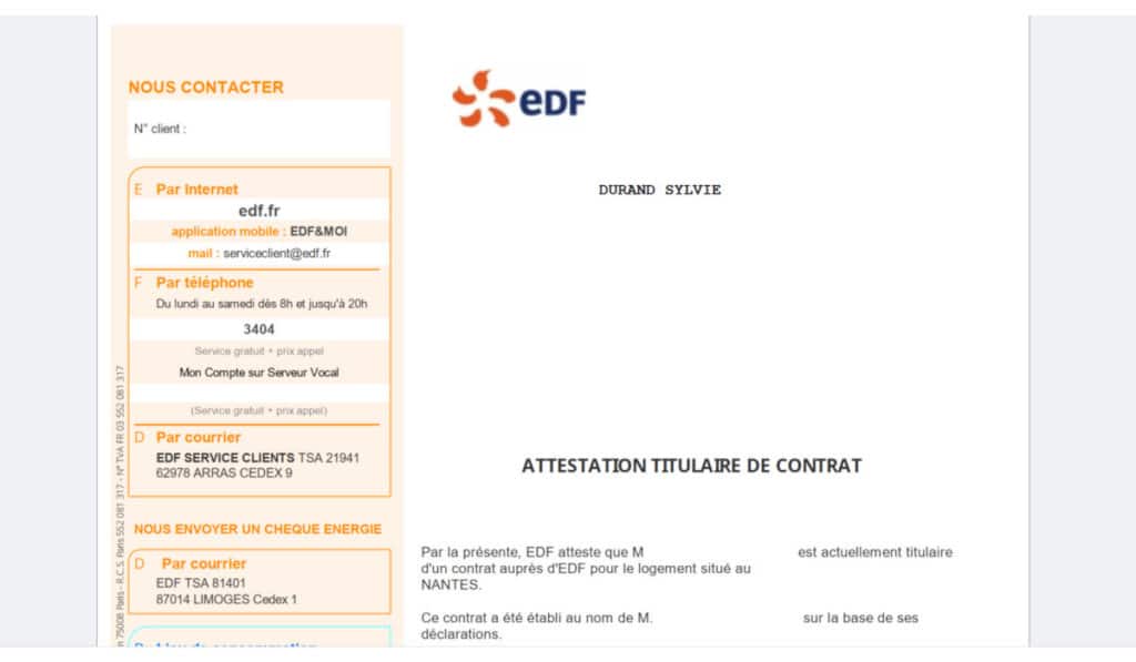 Télécharger une attestation d’EDF de justificatif de domicile