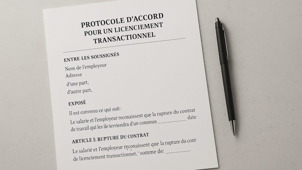 Modèle de protocole d'accord pour un licenciement transactionnel gratuit
