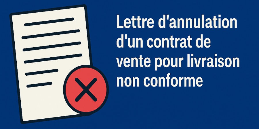 Lettre d’annulation d'un contrat de vente pour livraison non conforme