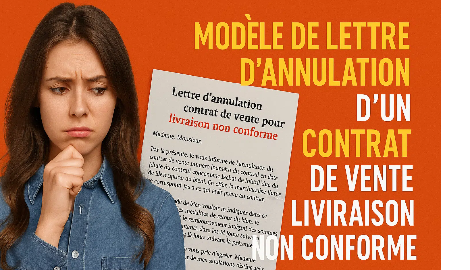 Modèle de lettre d’annulation d'un contrat de vente pour livraison non conforme gratuite