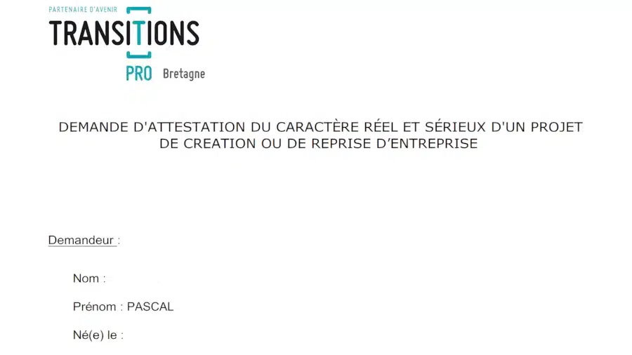 Attestation de Transition Pro
