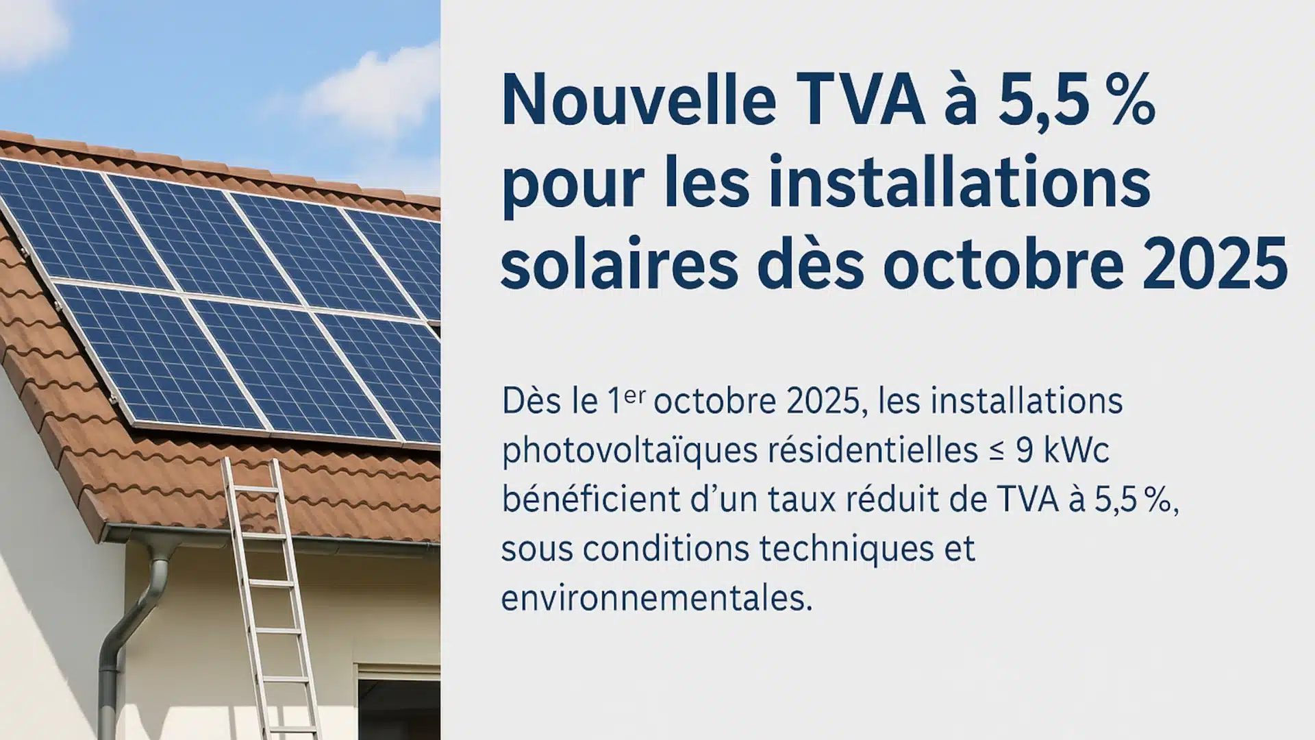 TVA panneaux solaires 5,5 % dès octobre 2025