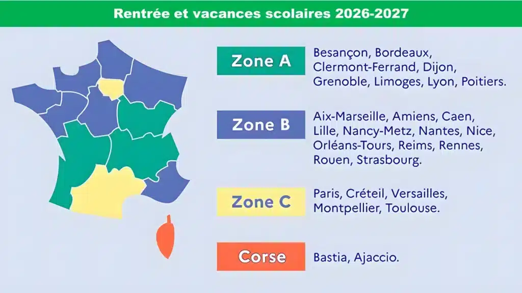 Quel est le calendrier des vacances scolaires de l’éducation nationale en 2026-2027 ?