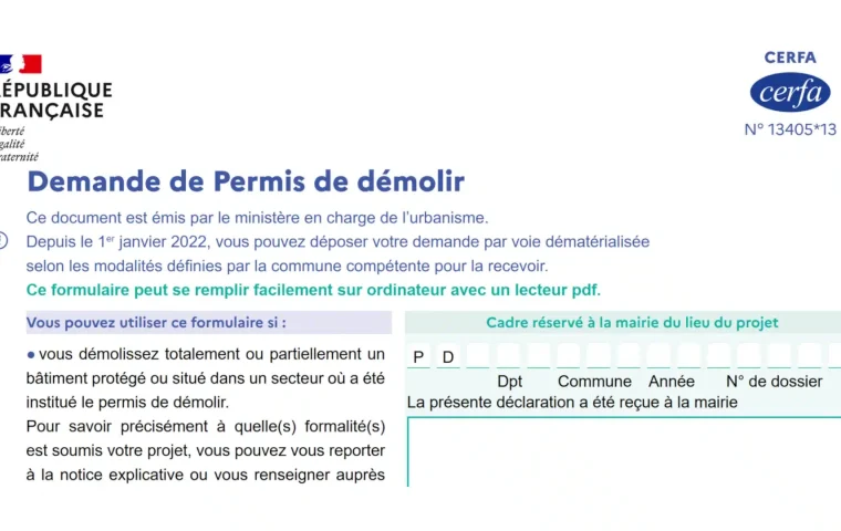 Cerfa 13405*13 : formulaire pour une demande de permis de démolir