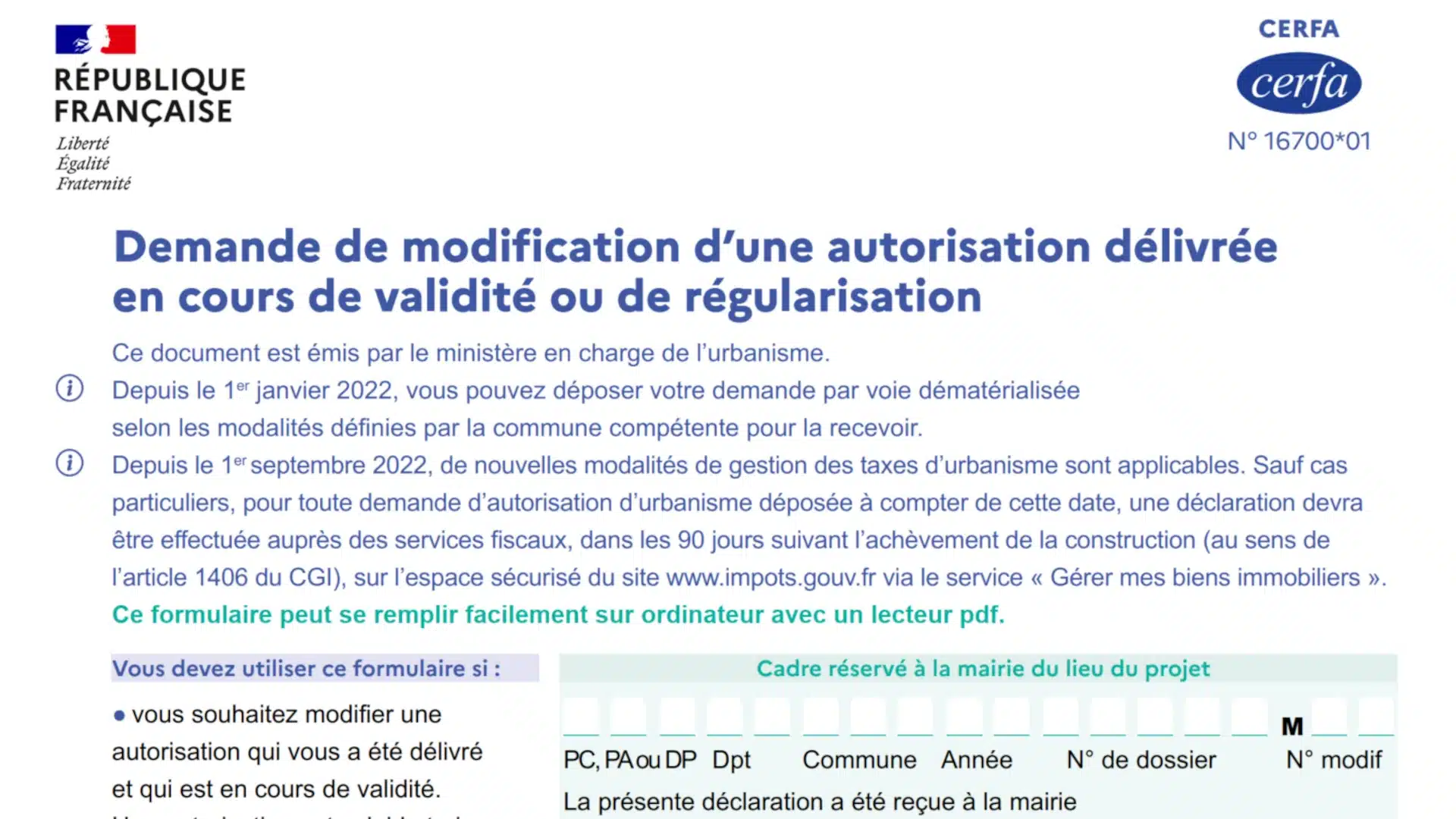 Télécharger la dernière version officielle et gratuite du formulaire Cerfa 16700*01