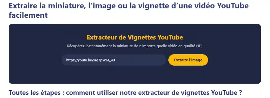 Extraire la vignette YouTube