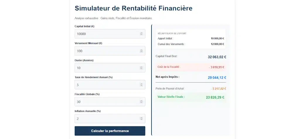 Calculateur de rentabilité financière en ligne