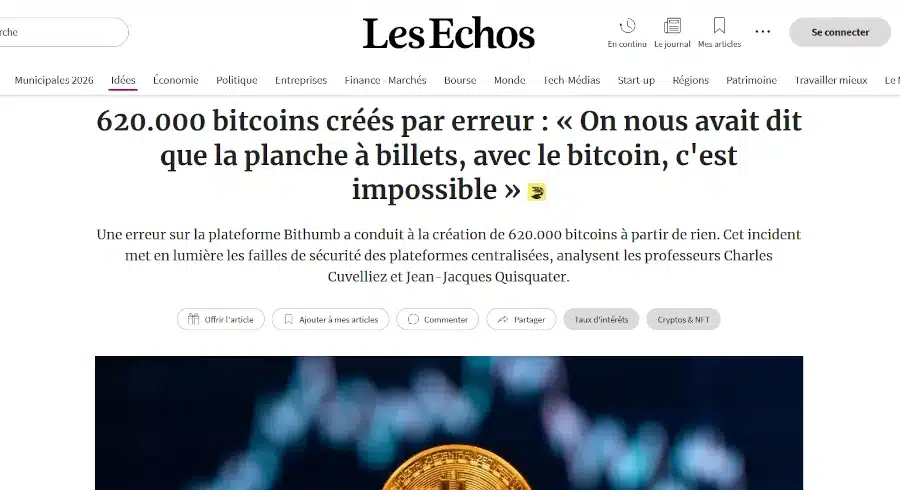 Erreur Bithumb 2026 affichant 620 000 bitcoins fictifs sans impact sur le protocole Bitcoin