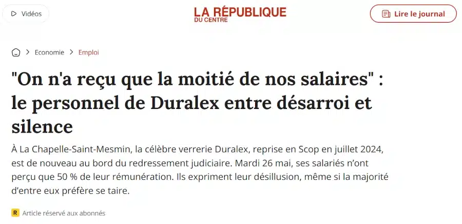 La situation financière de Duralex est inquiétante