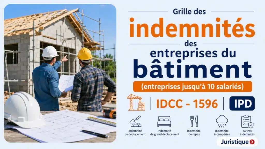 Grille des indemnités 2026 des ouvriers du bâtiment jusqu’à 10 salariés de Drôme-Ardèche