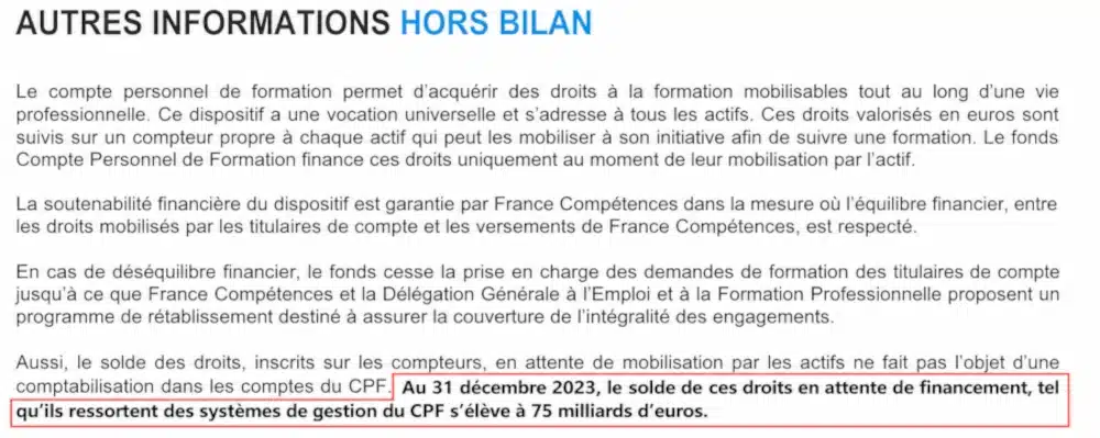 75 milliards d'encours du CPF non financés