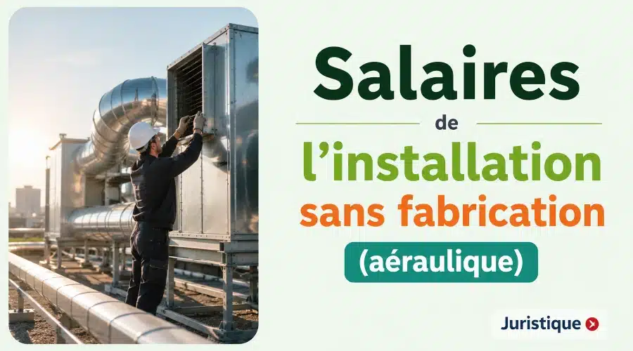 Rémunérations minimales de l’installation sans fabrication (aéraulique) en 2026