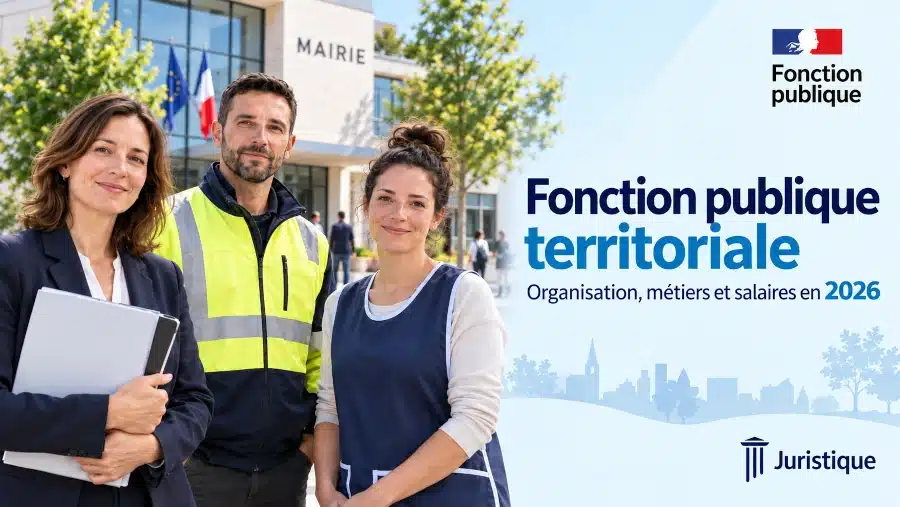 Agent territorial dans un bureau avec une grille indiciaire, illustration sur les salaires, les catégories A B C et les indices en 2026