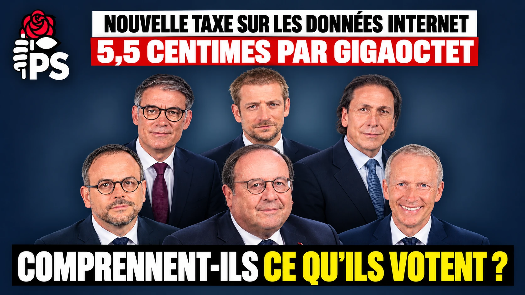 Députés socialistes à l’origine de l’amendement proposant une taxe Internet de 5,5 centimes par gigaoctet.